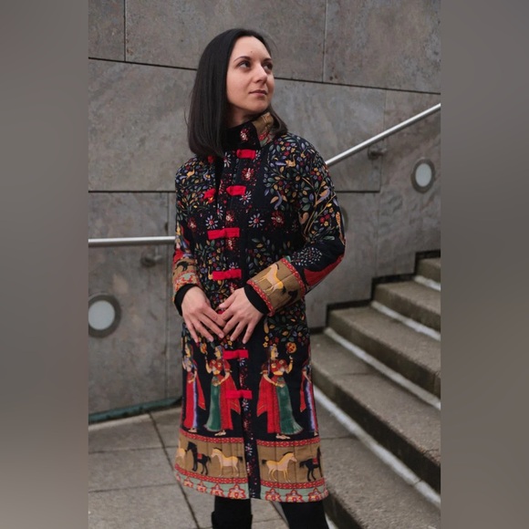 Ethnic Chinese QianBaiYi Indian Bohemian Indie Quilted Pattern Coat (Small) - Picture 4 of 16